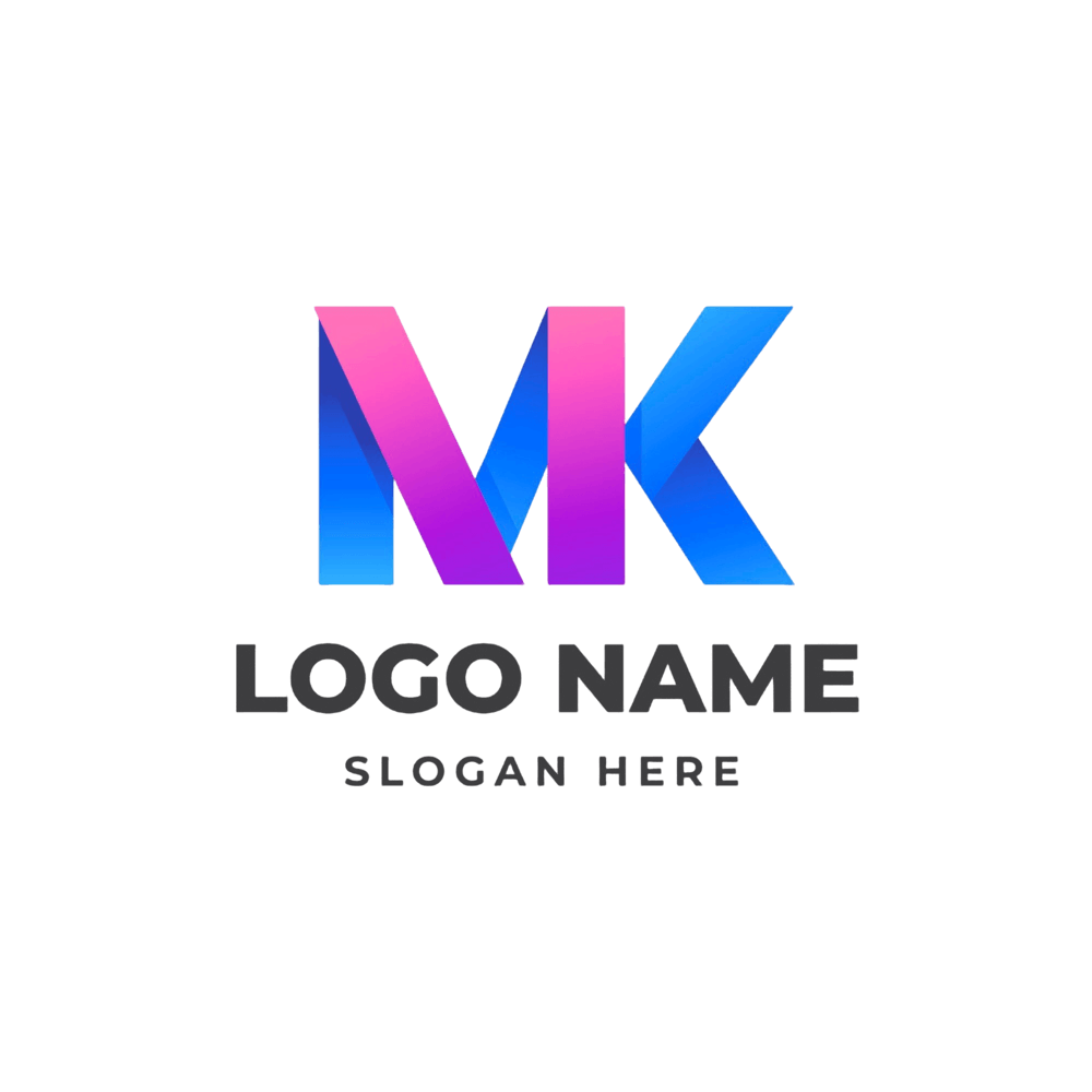 lettere intrecciate, blu e rosa.